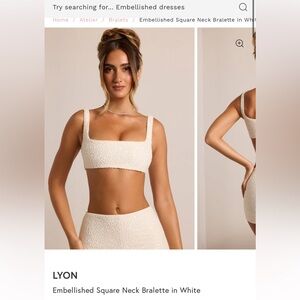 LYON
Embellished Square Neck Bralette in White US 6 UK 10